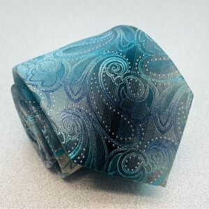 Van Heusen Teal Ombre Paisley Men's Necktie 100% Silk